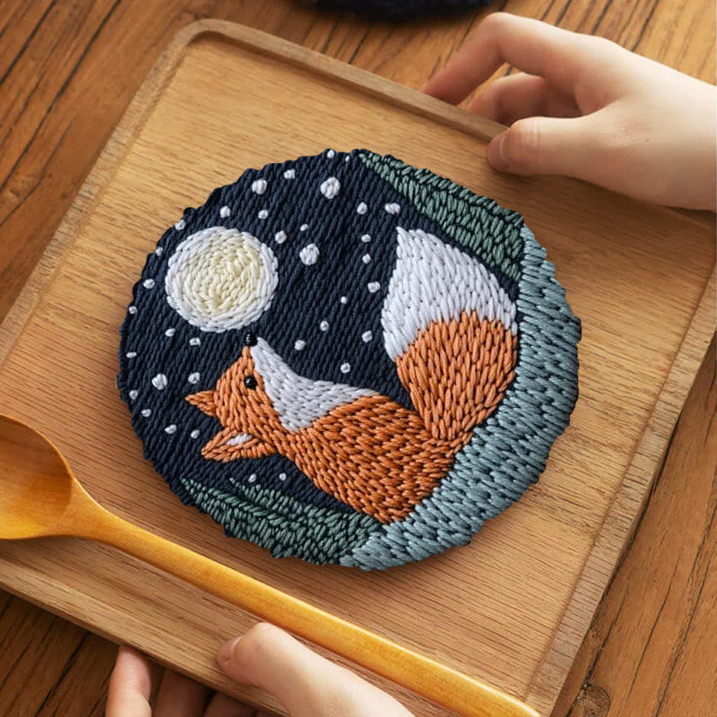 Fox In Night Punch Needle Kit - Diy Animal Handicraft | Nice Craft For Home Ornament  - image 9