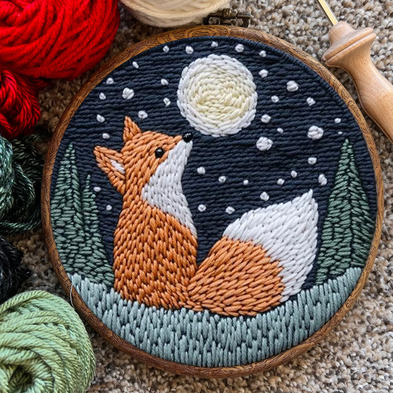 Fox In Night Punch Needle Kit - Diy Animal Handicraft | Nice Craft For Home Ornament  - image 7