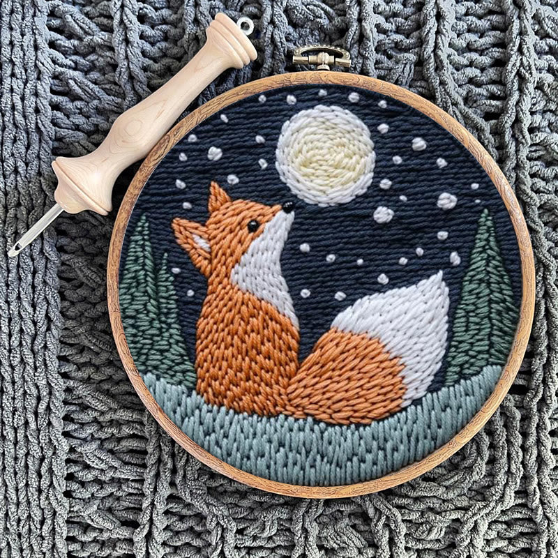 Fox In Night Punch Needle Kit - Diy Animal Handicraft | Nice Craft For Home Ornament  - image 10