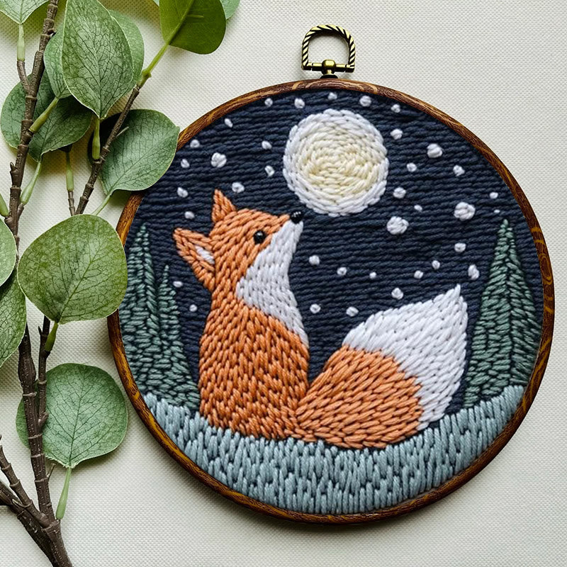 Fox In Night Punch Needle Kit - Diy Animal Handicraft | Nice Craft For Home Ornament  - image 4