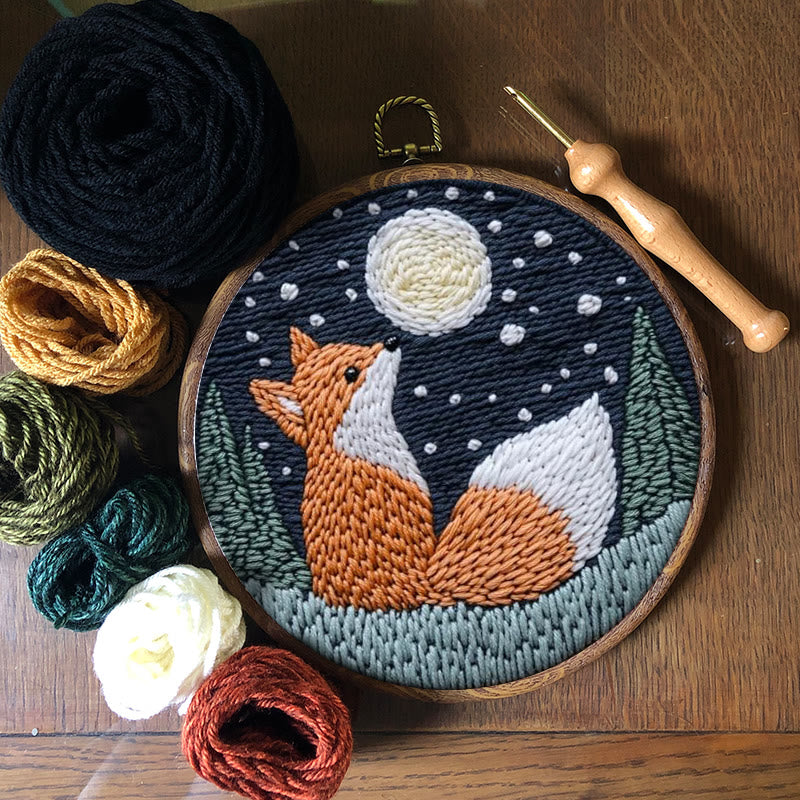 Fox In Night Punch Needle Kit - Diy Animal Handicraft | Nice Craft For Home Ornament  - image 11