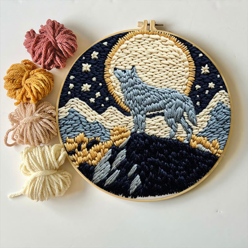 Wolf And Moon Punch Needle Kit - Unique Needle Artwork | Perfect Wall Hanging - image 4