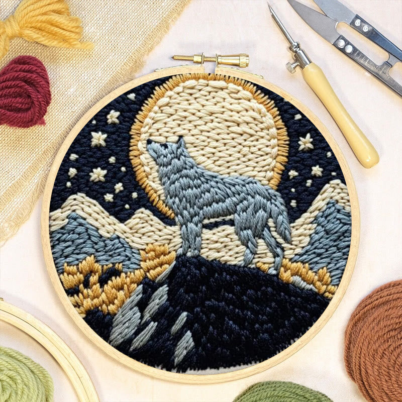 Wolf And Moon Punch Needle Kit - Unique Needle Artwork | Perfect Wall Hanging - image 2