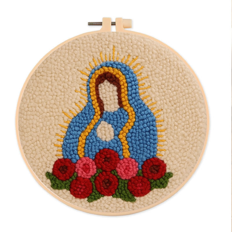  Our Lady Of Altagracia Punch Needle Kit - Handmade Stitch Art | Nice Wall Hanging Creation - 8 inch Hoop Kit - image 0