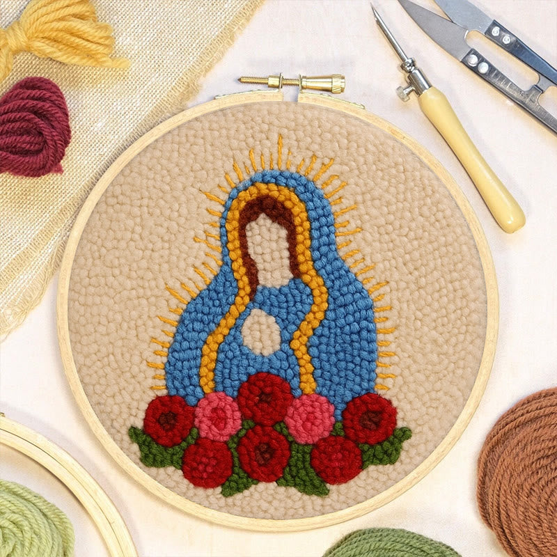  Our Lady Of Altagracia Punch Needle Kit - Handmade Stitch Art | Nice Wall Hanging Creation - image 1