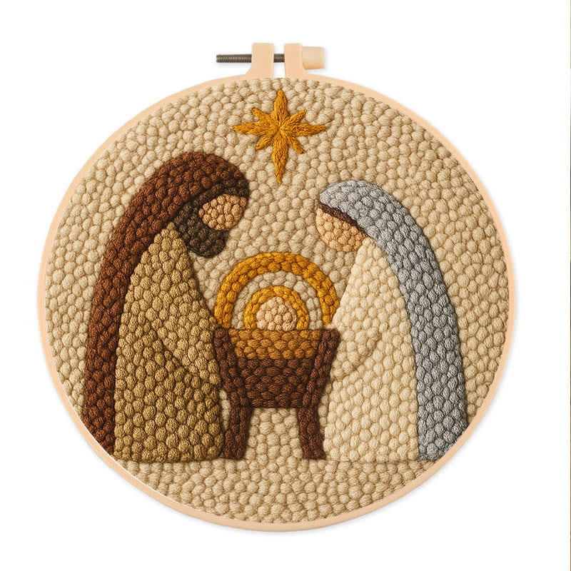 Christmas Nativity Punch Needle Kit - Diy Christmas Pattern | Perfect Wall Hanging  - 8 inch Hoop Kit - image 0