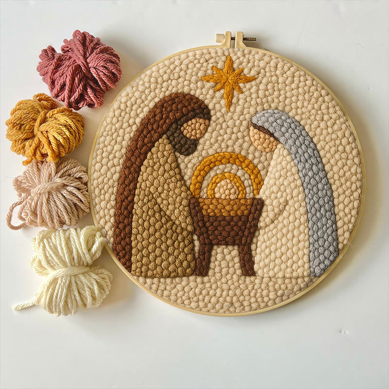 Christmas Nativity Punch Needle Kit - Diy Christmas Pattern | Perfect Wall Hanging  - image 1