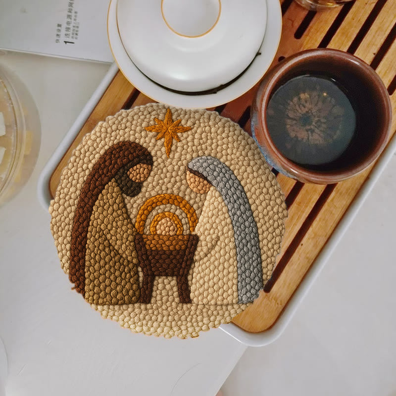 Christmas Nativity Punch Needle Kit - Diy Christmas Pattern | Perfect Wall Hanging  - 5 inch Coaster Kit - image 8