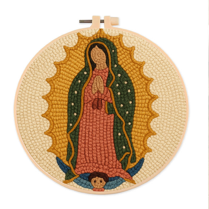  Praying Women Punch Needle Kit - Easy Handmade Art | Stitch Wall Hanging - 8 inch Hoop Kit - image 0
