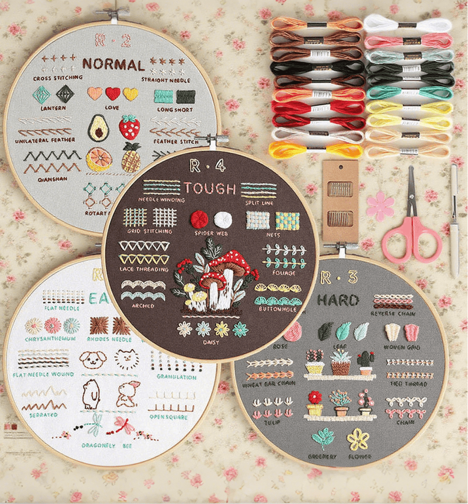 Rubbyoo 4-piece Embroidery Starter Kit - 4-level Starter To Pro Kit | Beginner Needlework Set | Great Craft For Adult  - image 0