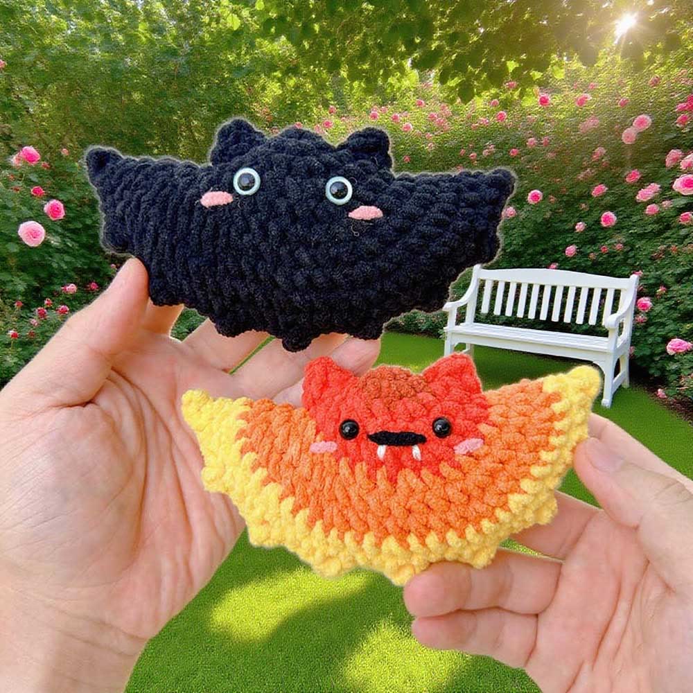 Diy Handmade Flying Bat Crochet Kit - Halloween Hanging Decor | Adorable Crocheted Plushy - Orange - image 1