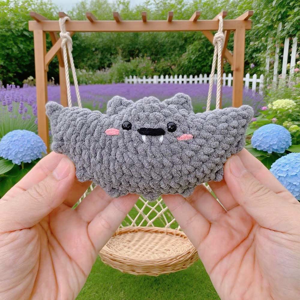 Diy Handmade Flying Bat Crochet Kit - Halloween Hanging Decor | Adorable Crocheted Plushy - Gray - image 6