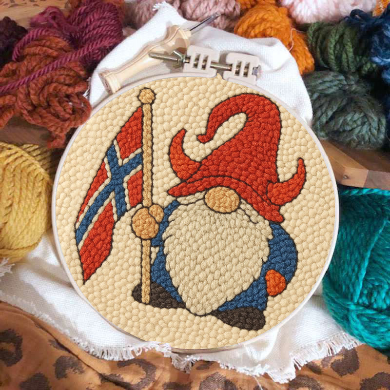 Patriot Gnome Punch Needle Kit - Diy Handmade Craft | Perfect Home Decor  - image 1