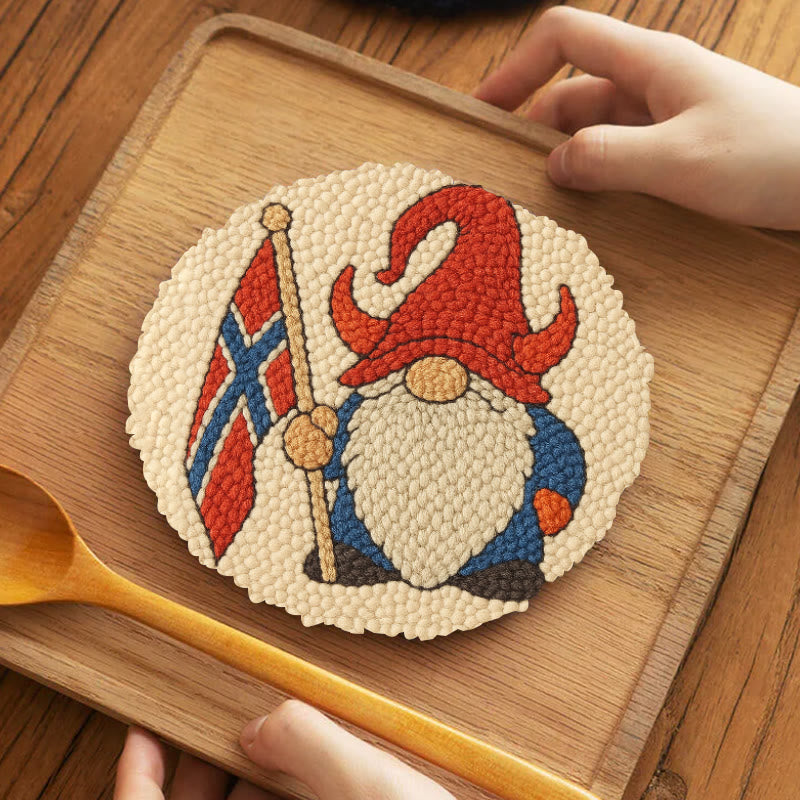 Patriot Gnome Punch Needle Kit - Diy Handmade Craft | Perfect Home Decor  - 5 inch Coaster Kit - image 9
