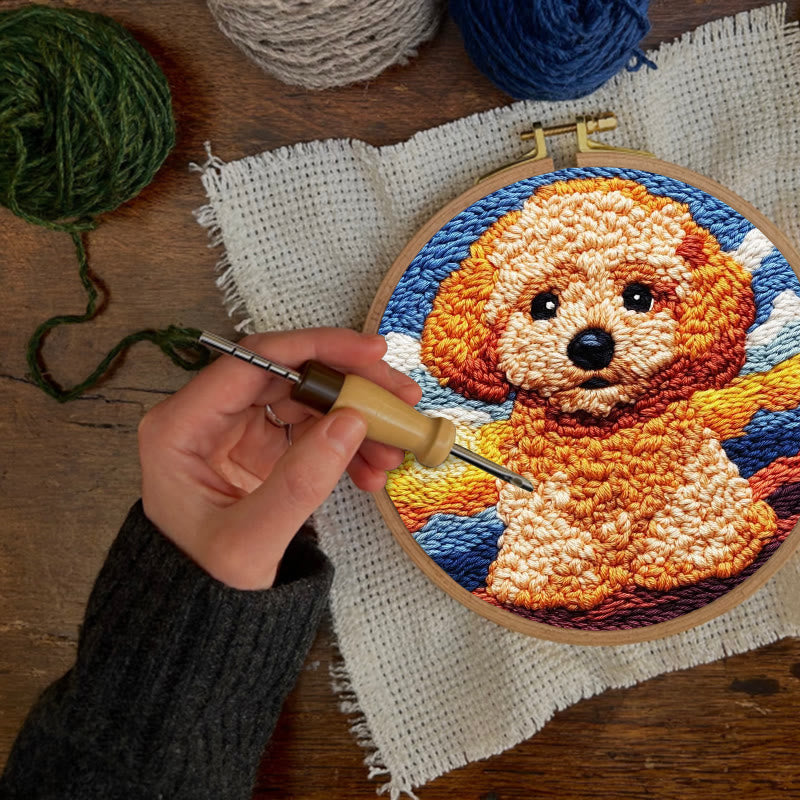  Poodle Dog Punch Needle Kit - Adorable Puppy Craft | Unique Handmade Artwork  - image 3
