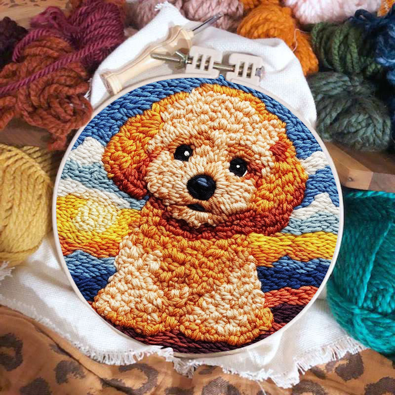  Poodle Dog Punch Needle Kit - Adorable Puppy Craft | Unique Handmade Artwork  - image 1