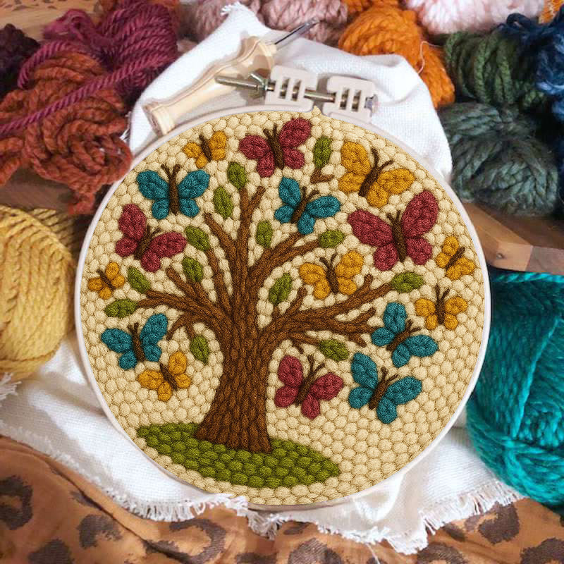 Butterfly Tree Punch Needle Kit - Creative Coaster Craft | Perfect For Desk Decor - image 1