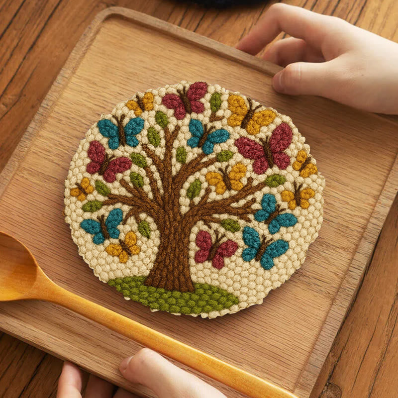 Butterfly Tree Punch Needle Kit - Creative Coaster Craft | Perfect For Desk Decor - 5 inch Coaster Kit - image 9
