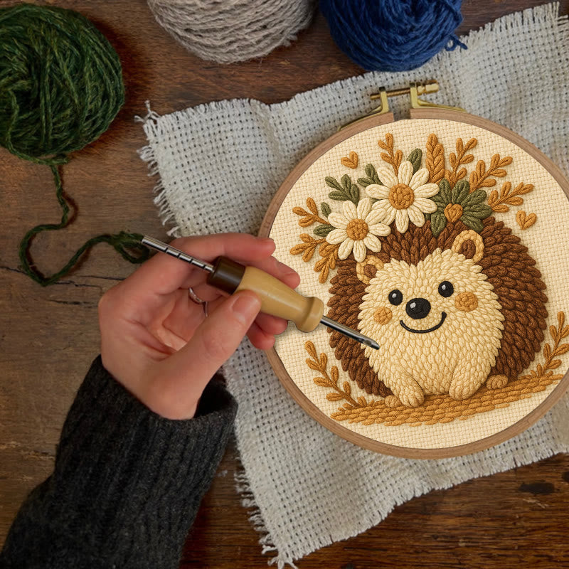 Daisy Hedgehog Punch Needle Kit - Diy Floral Craft | Lovely Animal Needlework  - image 6