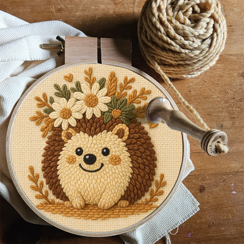 Daisy Hedgehog Punch Needle Kit - Diy Floral Craft | Lovely Animal Needlework  - image 7