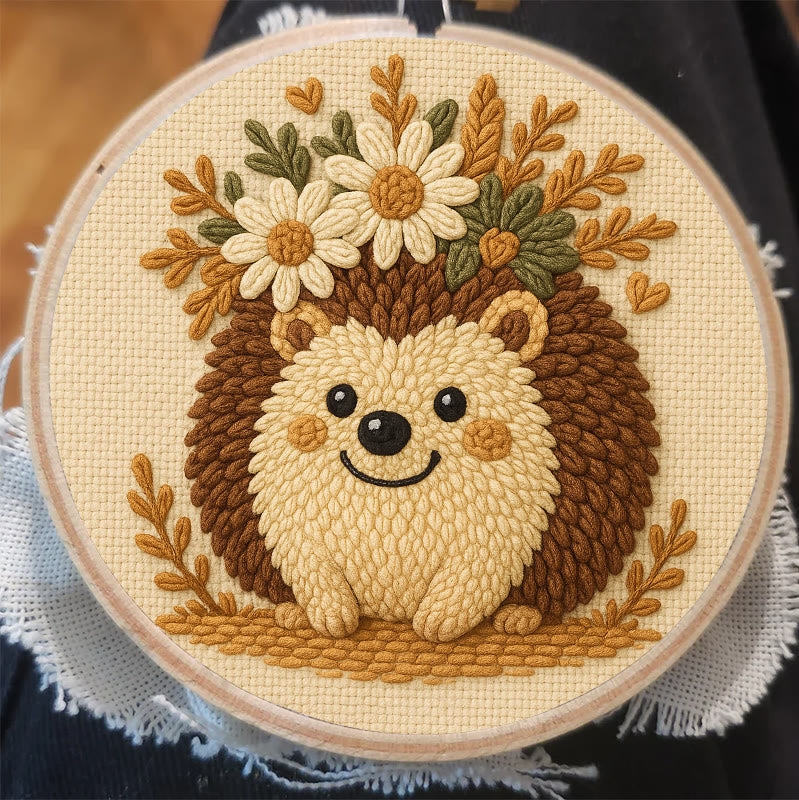 Daisy Hedgehog Punch Needle Kit - Diy Floral Craft | Lovely Animal Needlework  - image 4