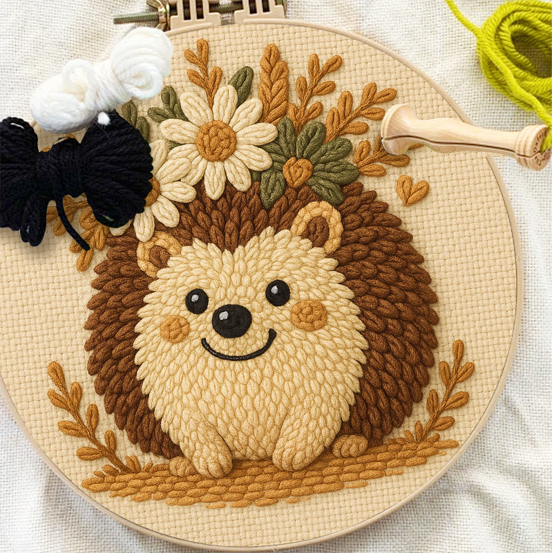 Daisy Hedgehog Punch Needle Kit - Diy Floral Craft | Lovely Animal Needlework  - image 5