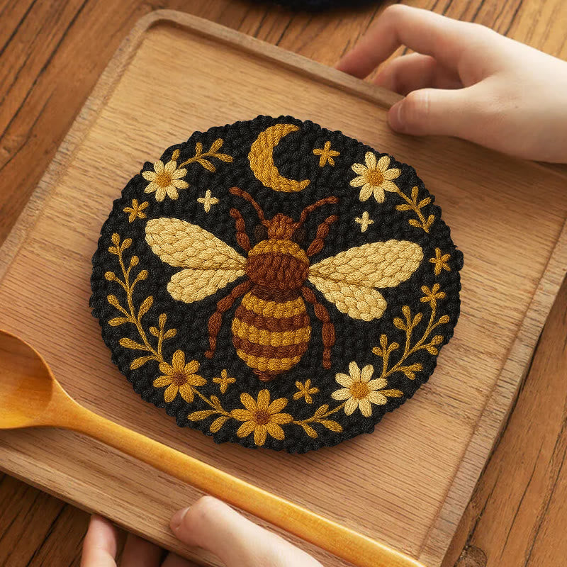 Bumble Bee Punch Needle Kit -  Handmade Decorative Needlepoint | Diy Wall Hanging - 5 inch Coaster Kit - image 9
