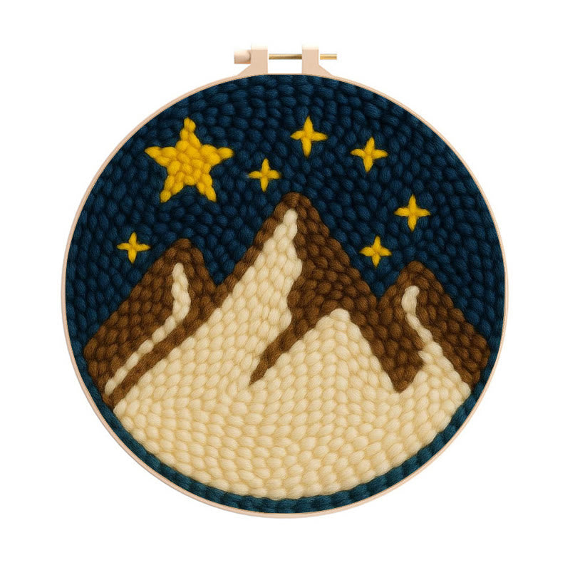 Desert Night Punch Needle Kit - Landscape needle artwork  | Beginner Friendly Craft - 8 inch Hoop Kit - image 0