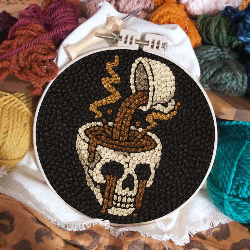 Coffee Skull Punch Needle Kit - Spooky Halloween Craft | Perfect For Holiday Decor - image 2