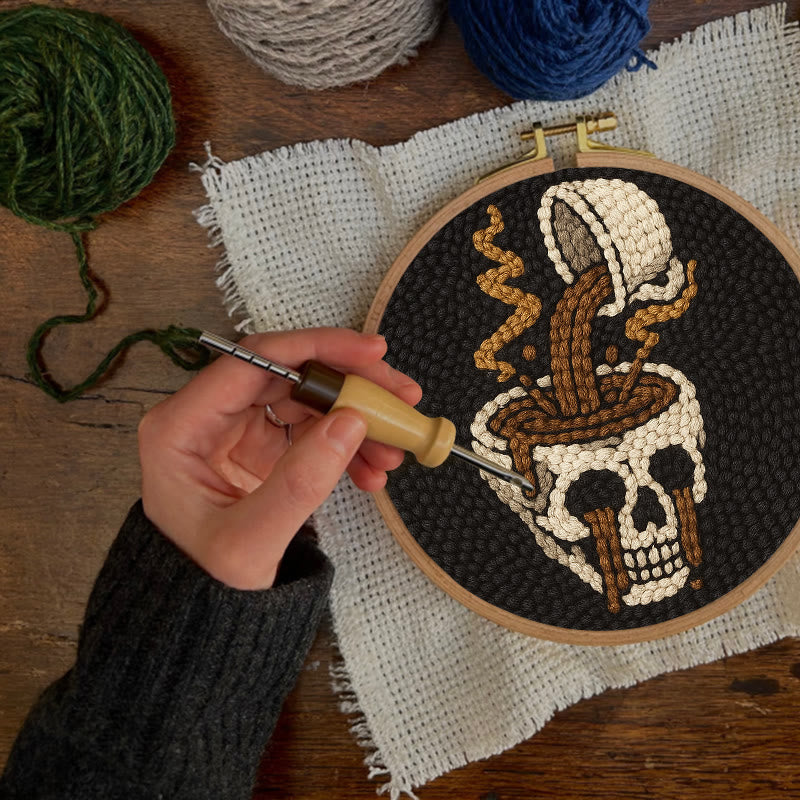 Coffee Skull Punch Needle Kit - Spooky Halloween Craft | Perfect For Holiday Decor - image 6