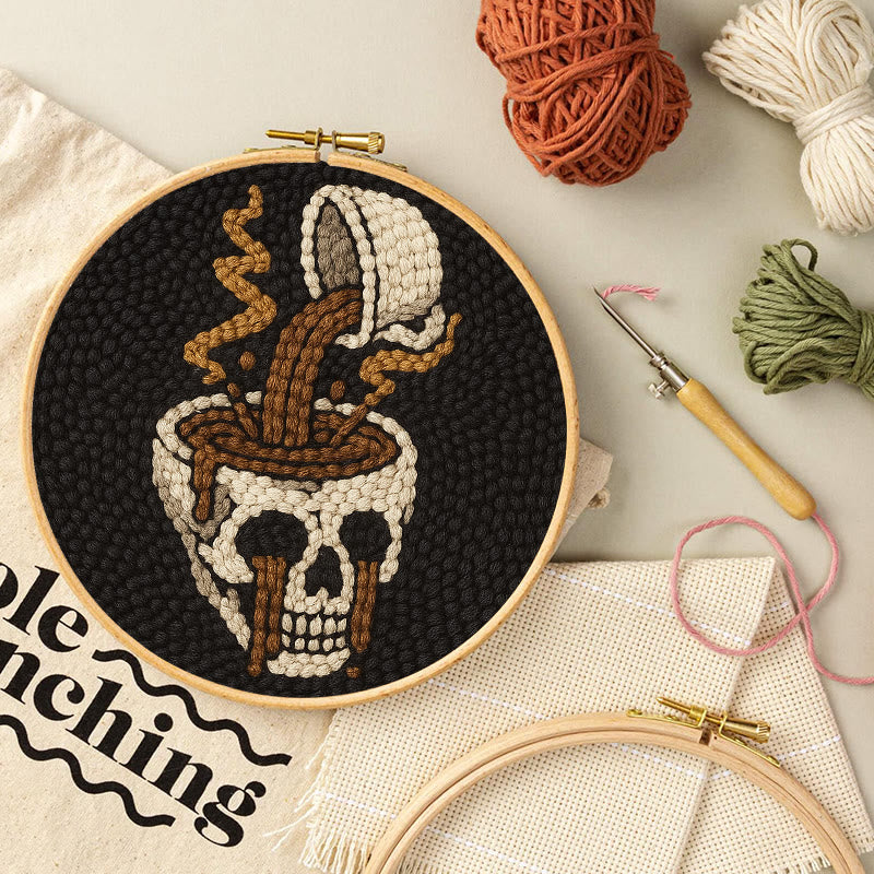 Coffee Skull Punch Needle Kit - Spooky Halloween Craft | Perfect For Holiday Decor - image 3