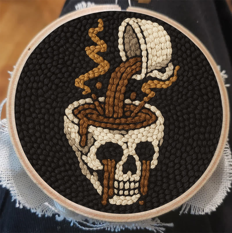 Coffee Skull Punch Needle Kit - Spooky Halloween Craft | Perfect For Holiday Decor - image 4