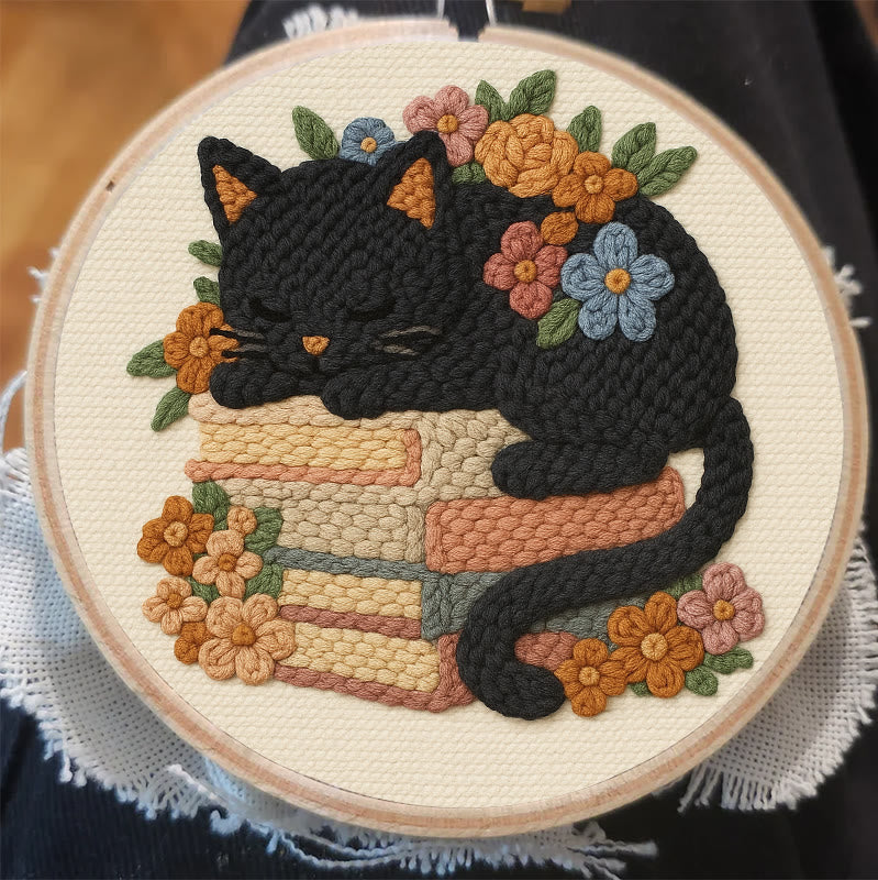 Sleeping Cat Punch Needle Kit - Helloween Decorative Craft | Diy Animal Artwork - image 6