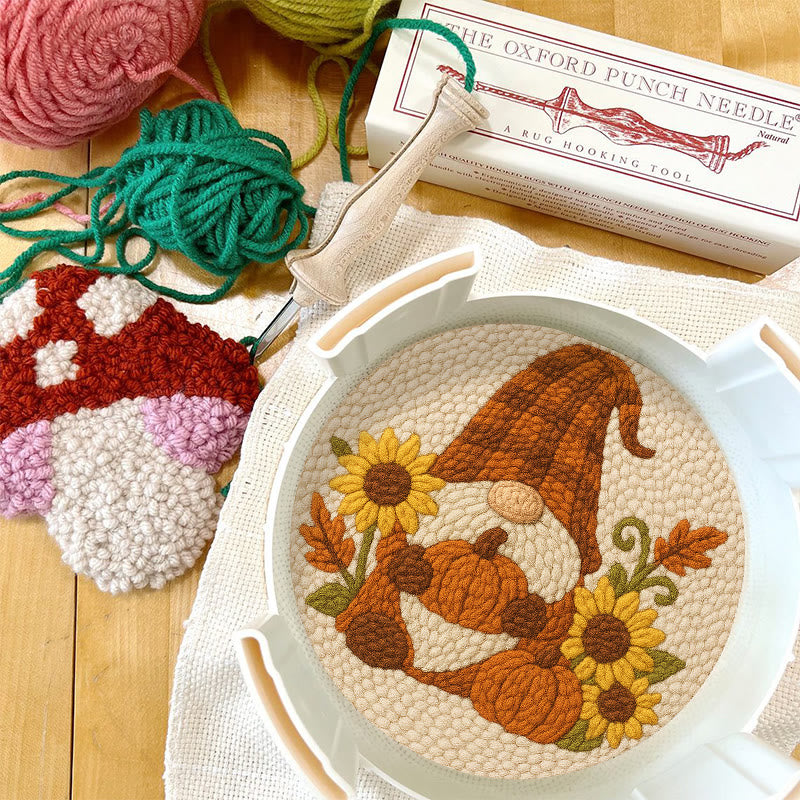Sunflower Gnome Punch Needle Kit - Halloween Pumpkin Craft | Holiday Handmade Decor - image 8