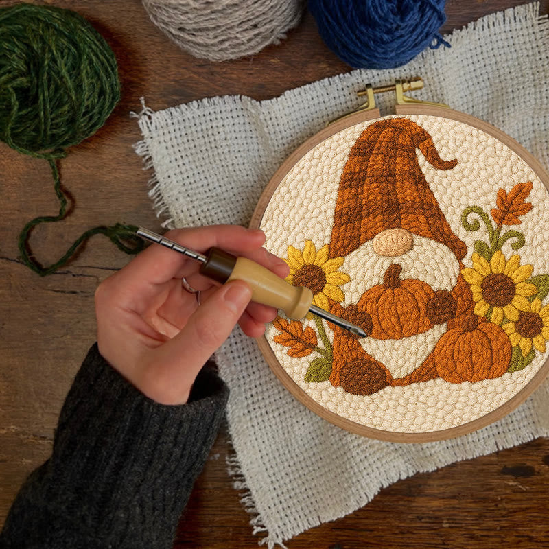 Sunflower Gnome Punch Needle Kit - Halloween Pumpkin Craft | Holiday Handmade Decor - image 7
