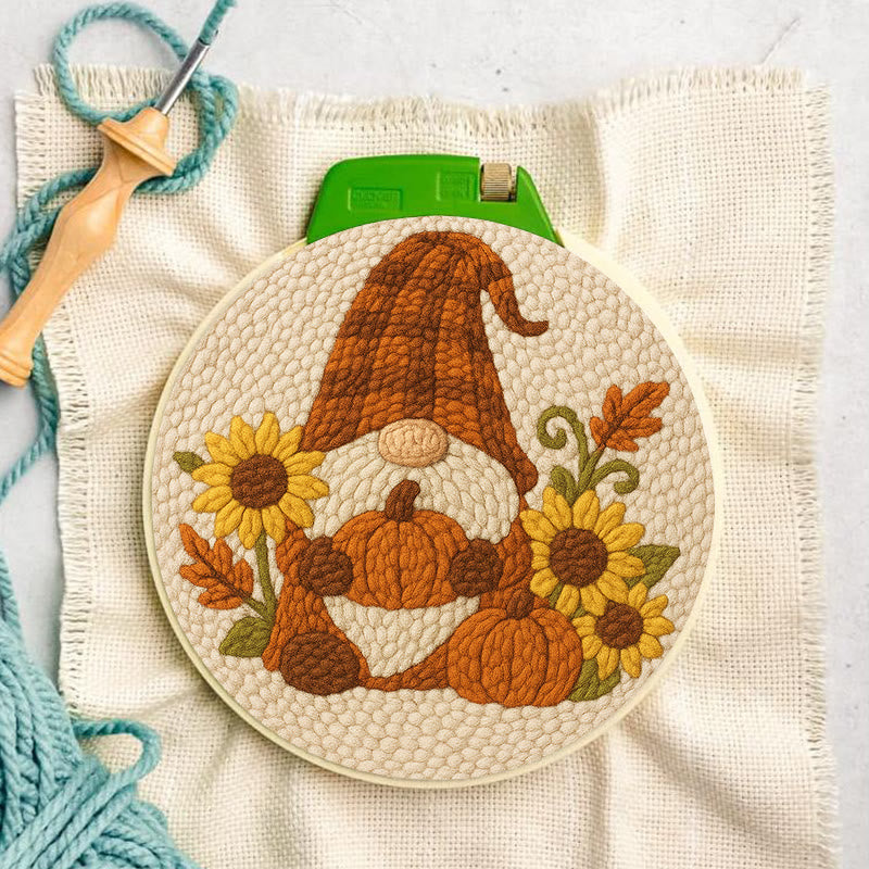 Sunflower Gnome Punch Needle Kit - Halloween Pumpkin Craft | Holiday Handmade Decor - image 9