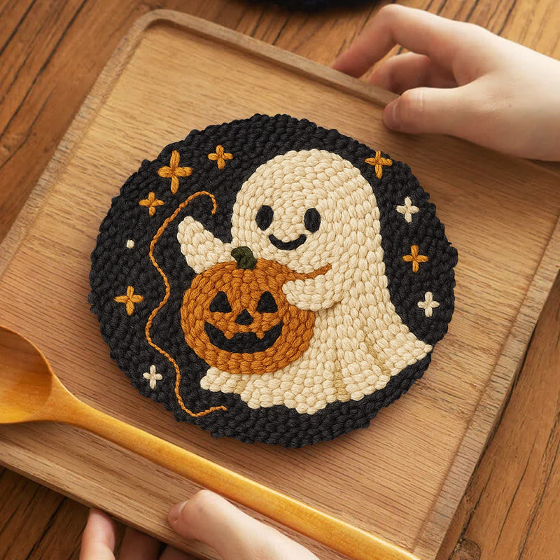  Sewing Ghost Punch Needle Kit - Easy Handmade Craft | Perfect Halloween Collection  - 5 inch Coaster Kit - image 8