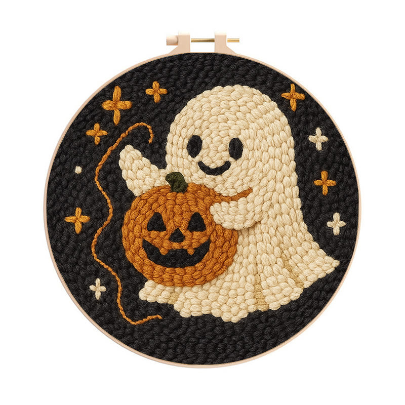  Sewing Ghost Punch Needle Kit - Easy Handmade Craft | Perfect Halloween Collection  - 8 inch Hoop Kit - image 0