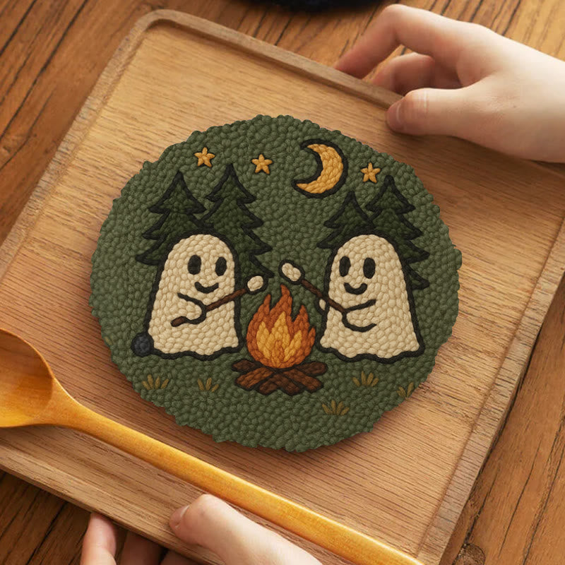 Campfire Ghost Punch Needle Kit - Spooky Halloween Coaster | Beginner Friendly Craft  - 5 inch Coaster Kit - image 10