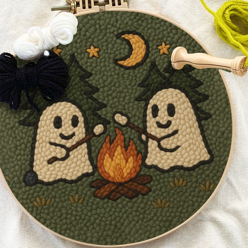 Campfire Ghost Punch Needle Kit - Spooky Halloween Coaster | Beginner Friendly Craft  - image 3