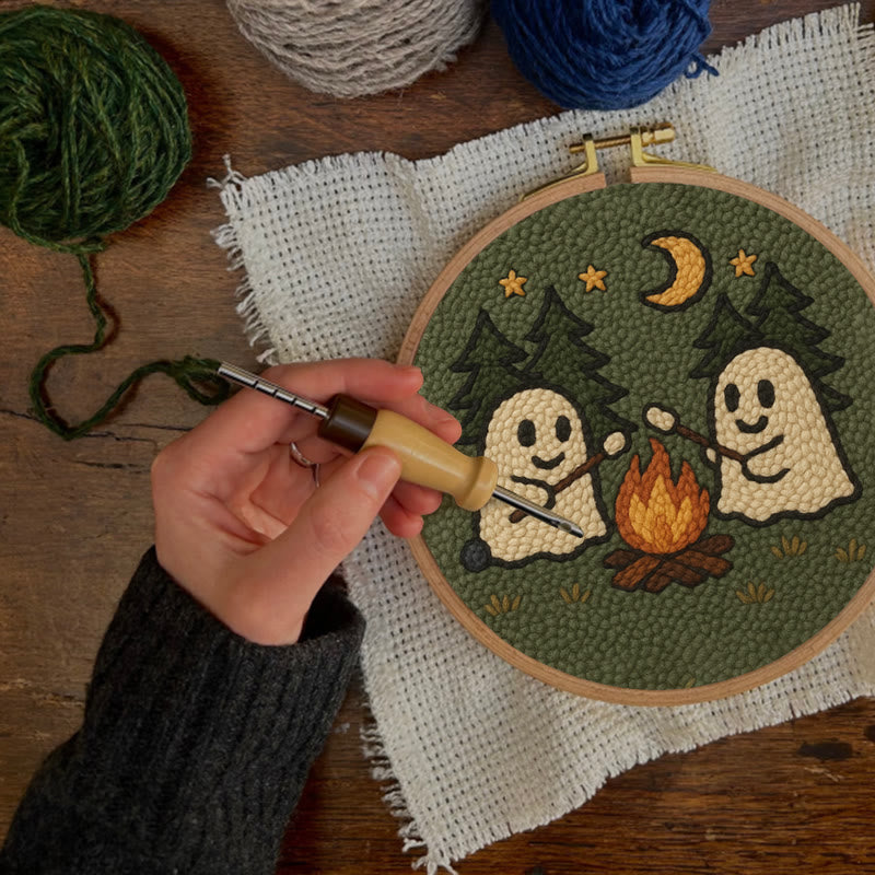 Campfire Ghost Punch Needle Kit - Spooky Halloween Coaster | Beginner Friendly Craft  - image 4