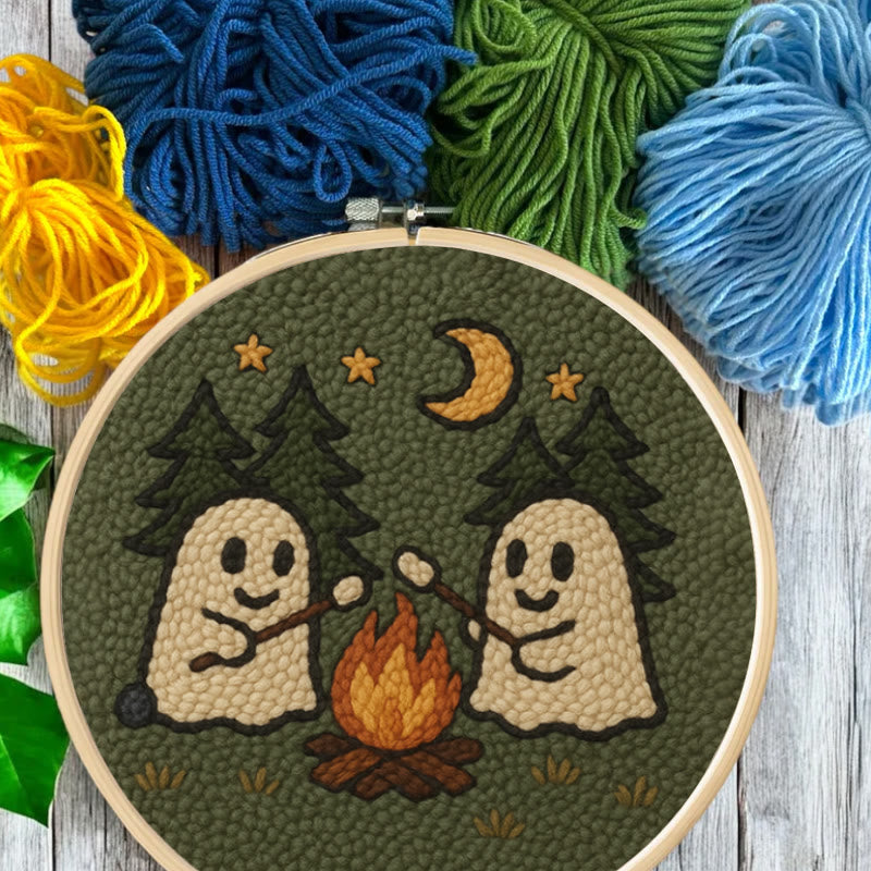 Campfire Ghost Punch Needle Kit - Spooky Halloween Coaster | Beginner Friendly Craft  - image 2
