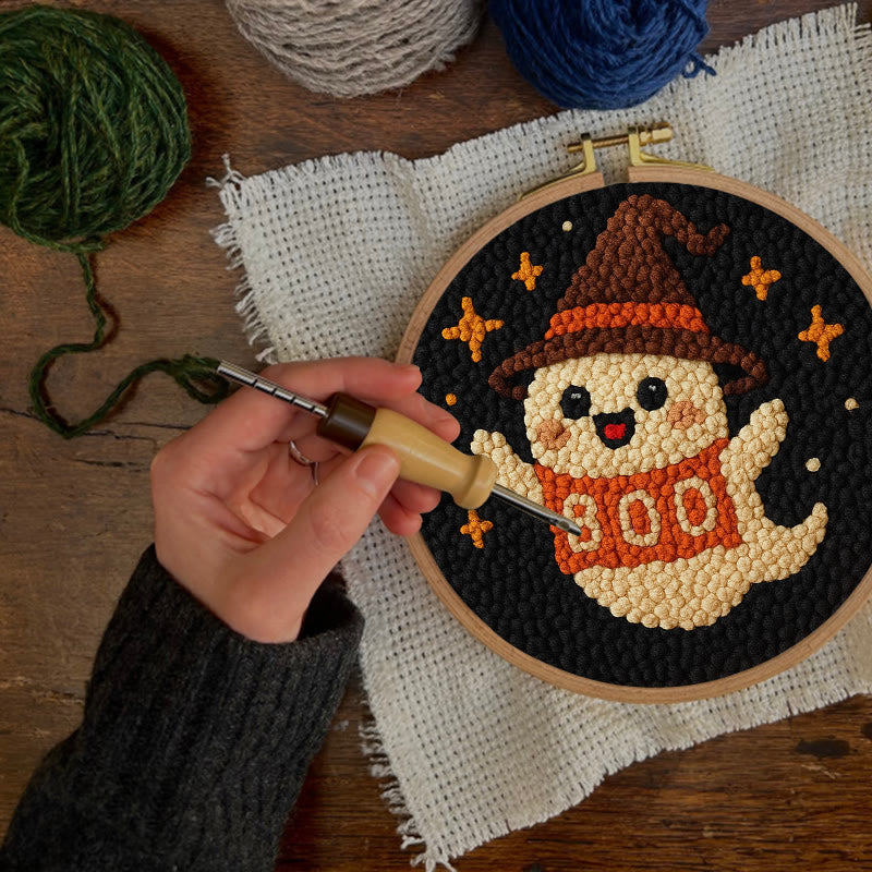 Happy Boo Punch Needle Kit - Cute Halloween Craft |  Beginner Stitching Pattern - image 2