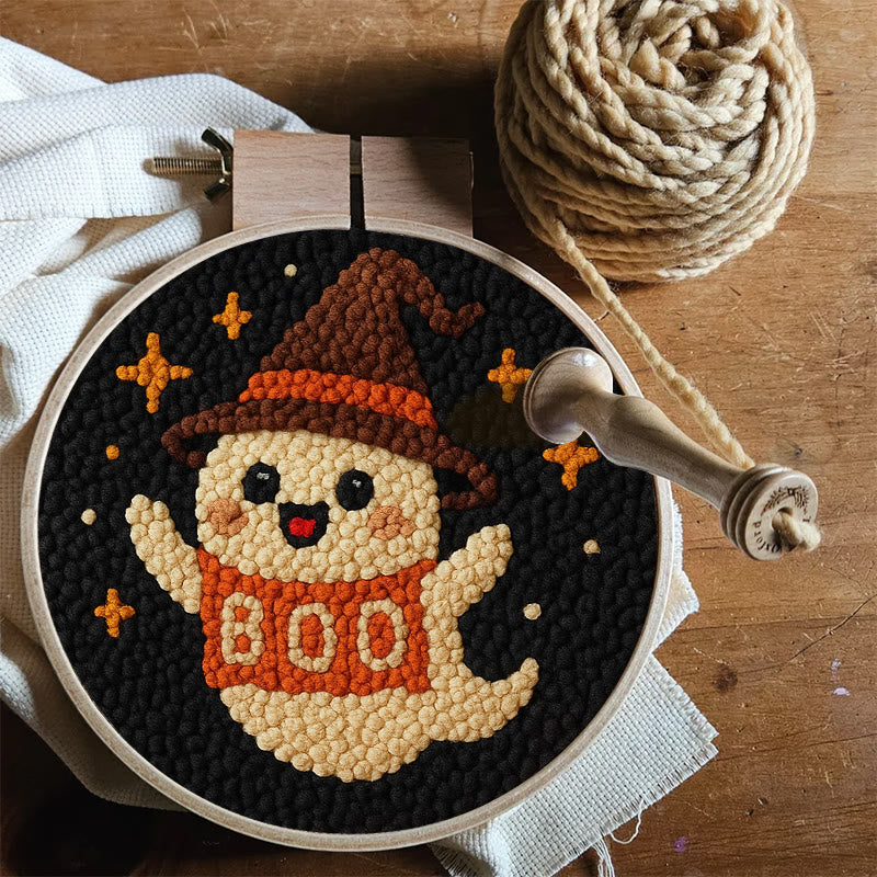 Happy Boo Punch Needle Kit - Cute Halloween Craft |  Beginner Stitching Pattern - image 6