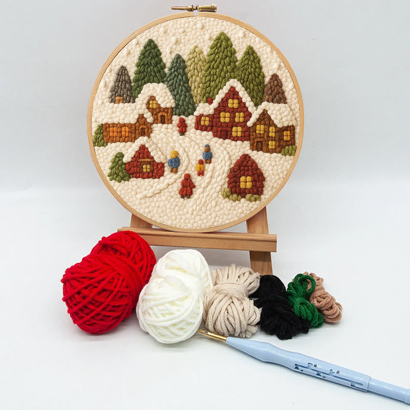  Winter Scene Punch Needle Kit - Christmas Handmade Craft | Christmas Home Ornament - image 8
