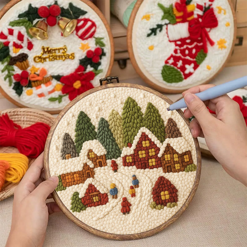  Winter Scene Punch Needle Kit - Christmas Handmade Craft | Christmas Home Ornament - image 5