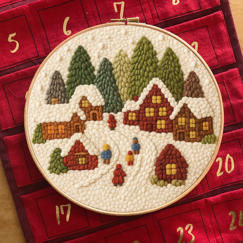  Winter Scene Punch Needle Kit - Christmas Handmade Craft | Christmas Home Ornament - image 2