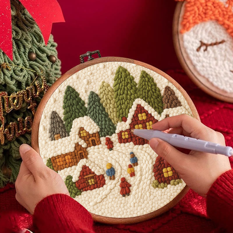  Winter Scene Punch Needle Kit - Christmas Handmade Craft | Christmas Home Ornament - image 4