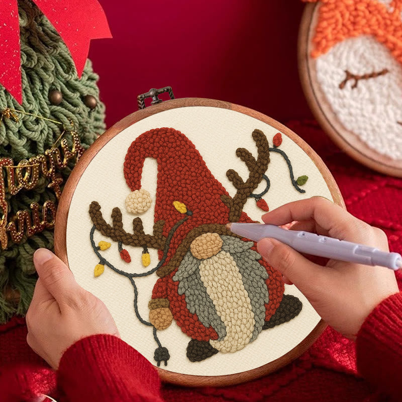Christmas Gnome Punch Needle Kit - Christmas Wall Decor | Diy Holiday Gift Idea  - image 1