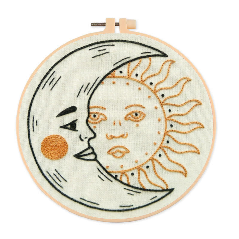 Rubbyoo Embroidery Kit - Crescent Moon And Sun | Mysterious Universe Craft | Diy Handmade Art - 20*20cm - image 0